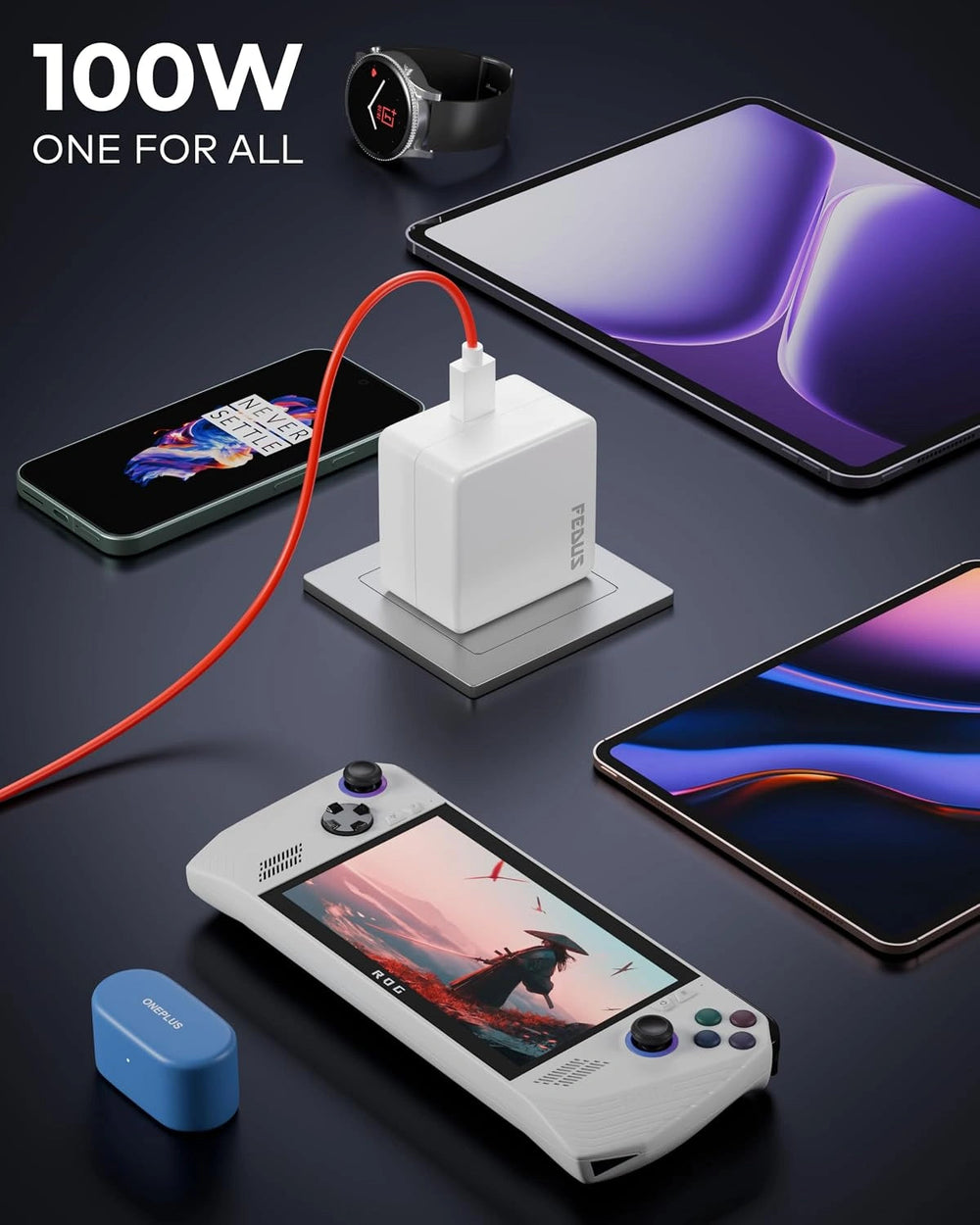 FEDUS Bolt 100W SuperVOOC Charger, Warp Charge, Super Dart, Flash Charge| Ultra Fast Wall Adapter for OnePlus 12/12R/11/Nord 6/5/4, Oppo Reno 12, Realme GT 6 | Smart IC Mobile Chip | 1 Year Warrantee FEDUS