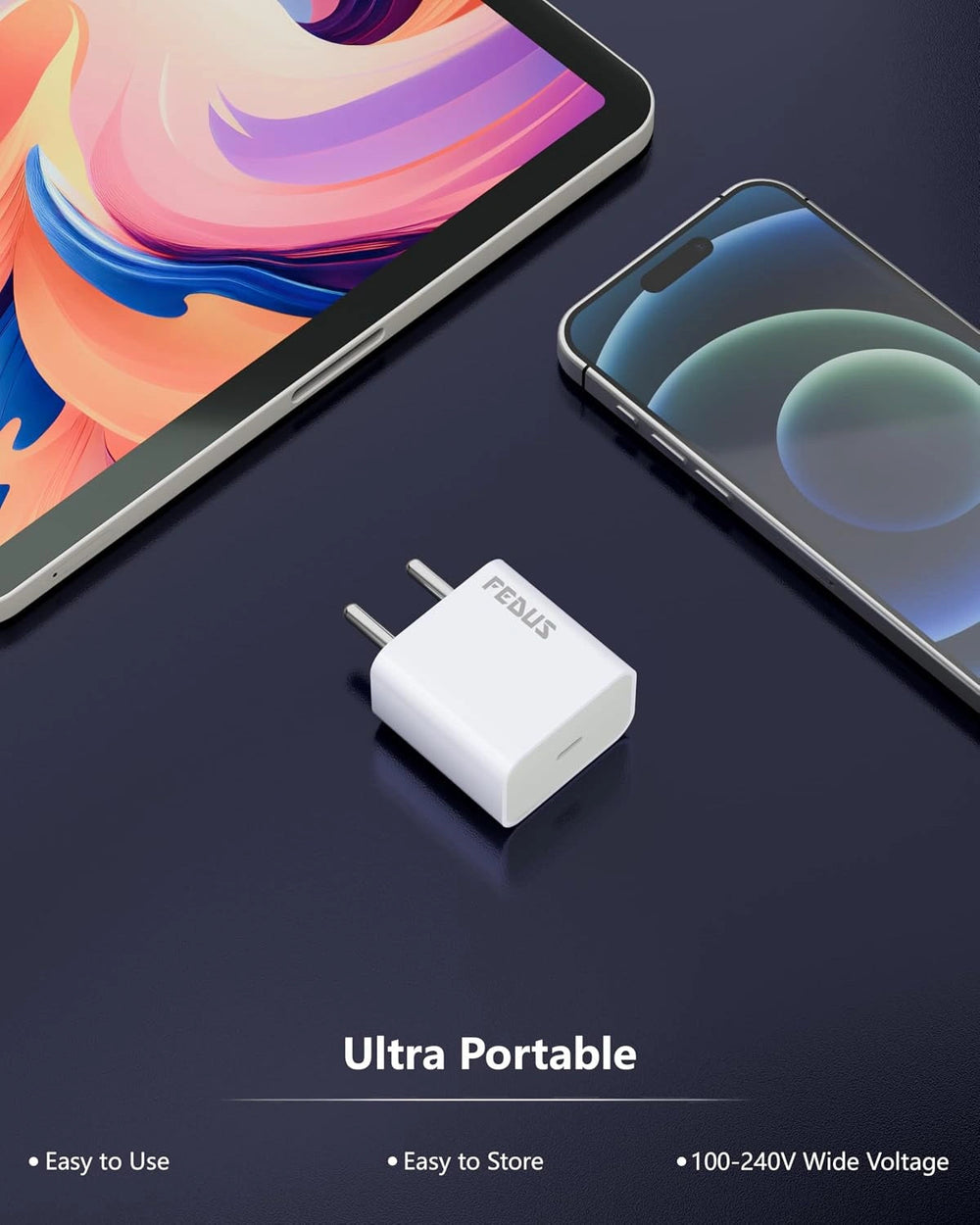 FEDUS BOLT-20 PRO Apple Mobile Charger 20W for iPhone 17 16 15 Pro Max Plus - BIS Certified Original PD Adapter with USB-C to C Cable - Fast Type C Charging Kit for iPad Air, Pro, No Heating, 2-Year Warranty FEDUS
