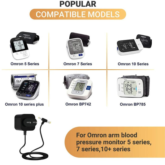 FEDUS BP AC Power Adapter for Omran Blood Pressure Monitor 5, 7,10 Series Upper Arm Blood Pressure Monitor Power Supply / 6V AC/DC BP Machine Adapter with Extra Long 10 Foot Cord Plug