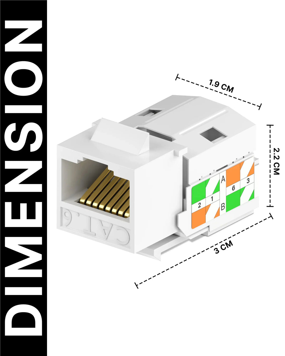 FEDUS Cat5/5e/6 RJ45 Keystone Jack Adapter, UTP Modular Female Network FEDUS