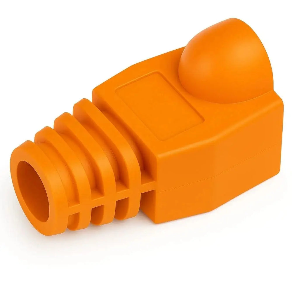 Orange plastic connector on a white background