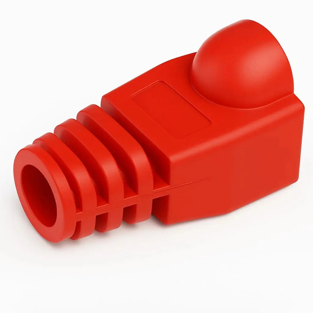 Red plastic connector on a white background