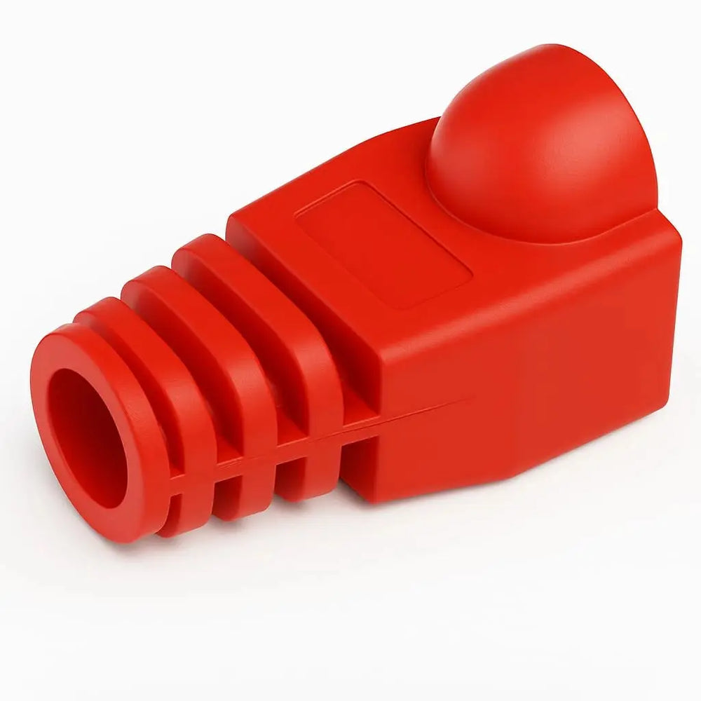 Red plastic connector on a white background