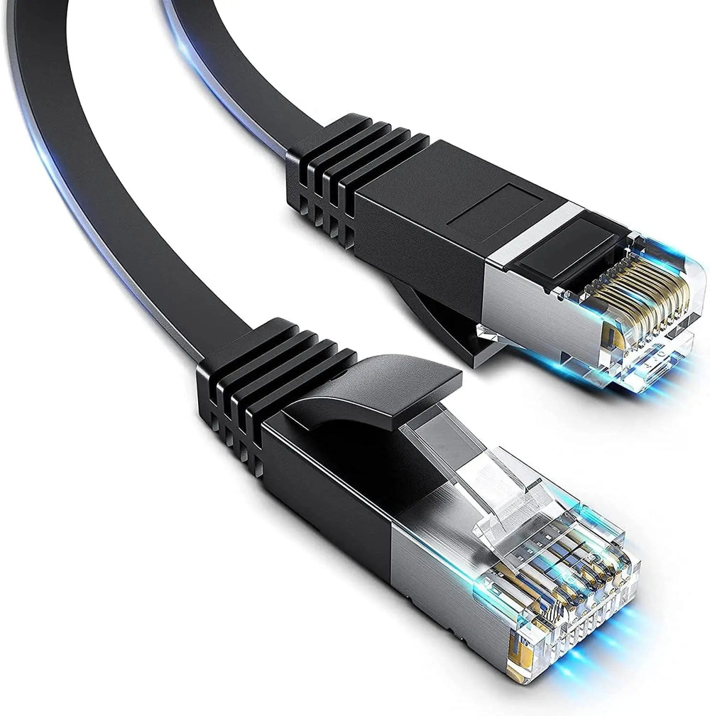 FEDUS Cat6 Ethernet Cable, Flat RJ45 LAN Cable wire High Speed 250MHZ/1Gbps UTP LAN Cable, Network Internet Cable, Patch Computer Cord Gigabit Category 6 Wires for Modem, Router Black FEDUS