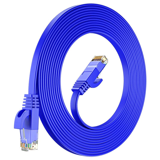 FEDUS Cat6 Ethernet Cable, Flat RJ45 LAN Cable wire High Speed 250MHZ / 1Gbps UTP LAN Cable, Network Internet Cable, Patch Computer Cord Gigabit Category 6 Wires for Modem, Router, Blue