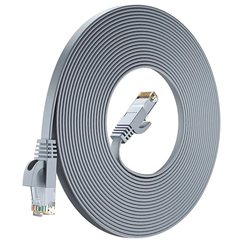 FEDUS Cat6 Ethernet Cable, Flat RJ45 LAN Cable wire High Speed 250MHZ/1Gbps UTP LAN Cable, Network Internet Cable, Patch Computer Cord Gigabit Category 6 Wires for Modem, Router Gray FEDUS