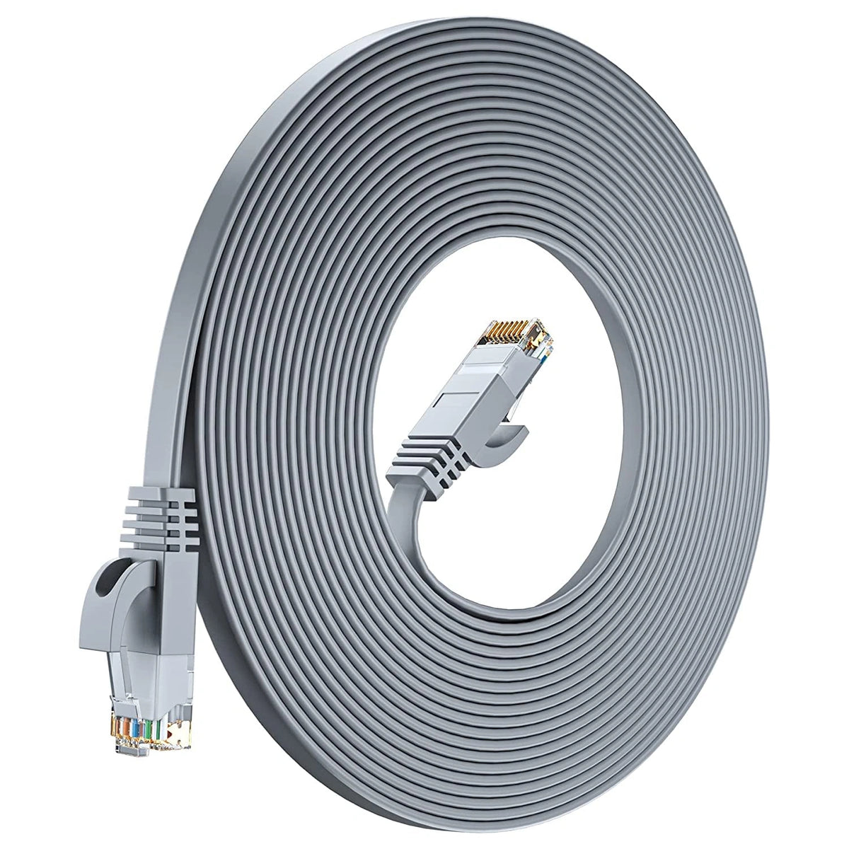 FEDUS Cat6 Ethernet Cable, Flat RJ45 LAN Cable wire High Speed 250MHZ/1Gbps UTP LAN Cable, Network Internet Cable, Patch Computer Cord Gigabit Category 6 Wires for Modem, Router Gray