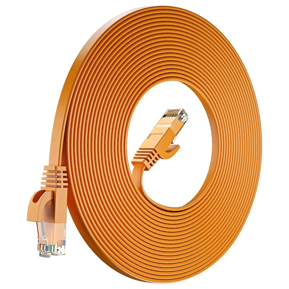 FEDUS Cat6 Ethernet Cable, Flat RJ45 LAN Cable wire High Speed 250MHZ/1Gbps UTP LAN Cable, Network Internet Cable, Patch Computer Cord Gigabit Category 6 Wires for Modem, Router Orange FEDUS