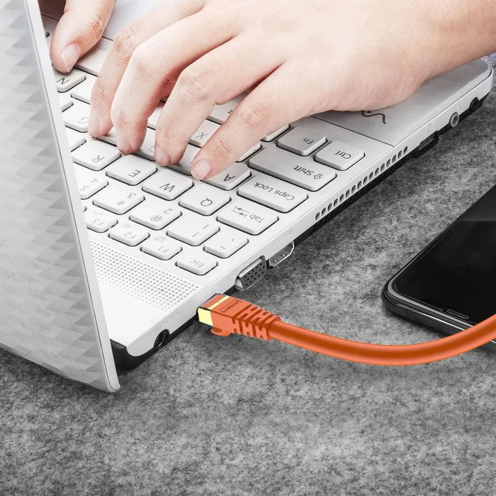 FEDUS Cat6 Ethernet Cable, High Speed 550Mhz 10 Gigabit Speed Utp Lan Cable, Network Cable Internet Cable Rj45 Cable Lan Wire, 6 Wires For Laptop, Pc, Television, Router, Modem-Orange Colour FEDUS