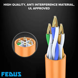 FEDUS Cat6 Ethernet Cable, High Speed 550Mhz 10 Gigabit Speed Utp Lan Cable, Network Cable Internet Cable Rj45 Cable Lan Wire, 6 Wires For Laptop, Pc, Television, Router, Modem-Orange Colour
