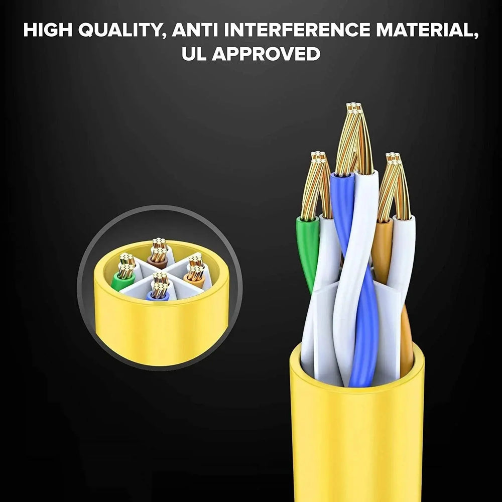 Fedus Cat6 Ethernet Cable, High Speed 550Mhz 10 Gigabit Speed Utp Lan Cable, Network Cable Internet Cable Rj45 Cable Lan Wire, 6 Wires For Laptop, Pc, Television, Router, Modem-Yellow Colour FEDUS