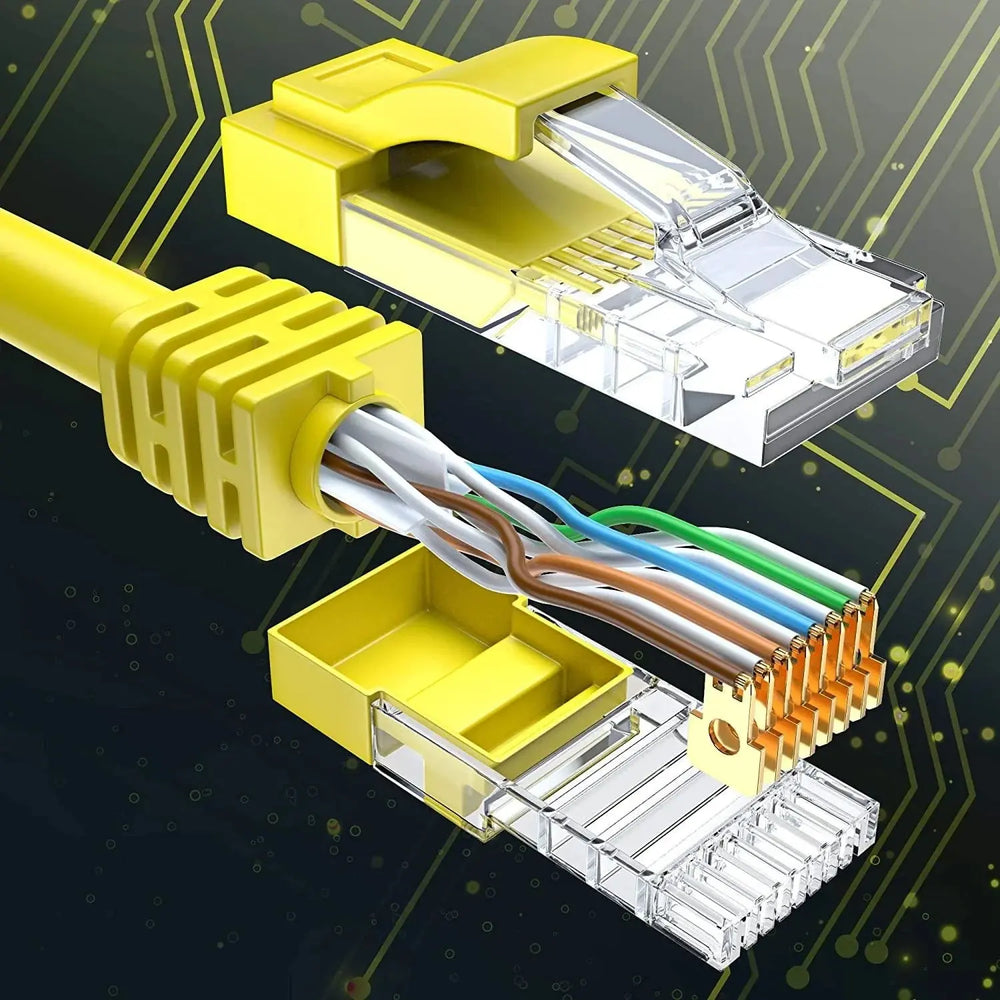 Fedus Cat6 Ethernet Cable, High Speed 550Mhz 10 Gigabit Speed Utp Lan Cable, Network Cable Internet Cable Rj45 Cable Lan Wire, 6 Wires For Laptop, Pc, Television, Router, Modem-Yellow Colour FEDUS