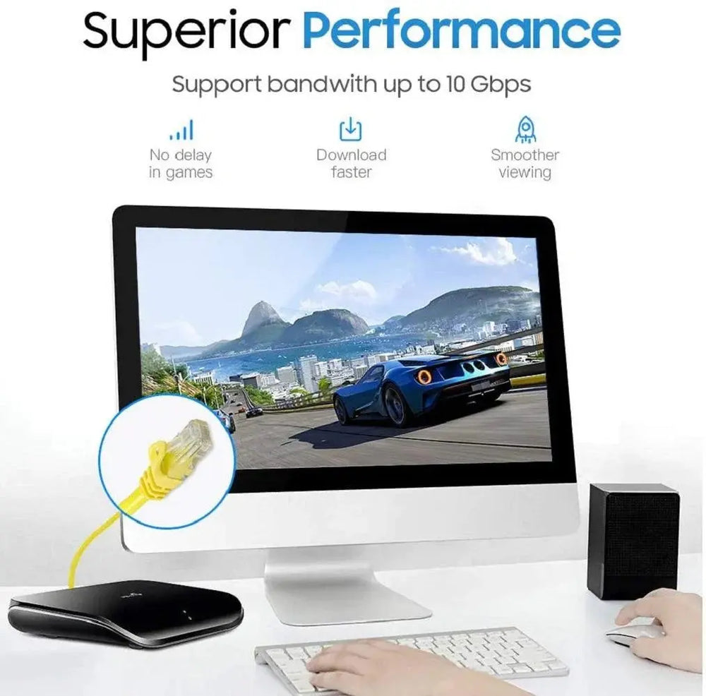 Fedus Cat6 Ethernet Cable, High Speed 550Mhz 10 Gigabit Speed Utp Lan Cable, Network Cable Internet Cable Rj45 Cable Lan Wire, 6 Wires For Laptop, Pc, Television, Router, Modem-Yellow Colour FEDUS
