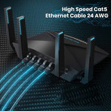 FEDUS Cat6 Ethernet Cable, High Speed 550Mhz 10 Gigabit Speed Utp Lan Cable, Network Cable Internet Cable Rj45 Cable Lan Wire, 6 Wires For Laptop, Pc, Television, Router, Modem-Black Colour