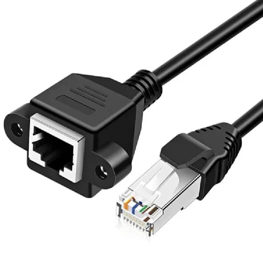 FEDUS Cat 6 Ethernet Network LAN Cable RJ45 Male to Female Shielded ethernet Network Connector Screw Panel Mount Extension Cable for Router, Modem Support Cat 5e/Cat6, 14 inch