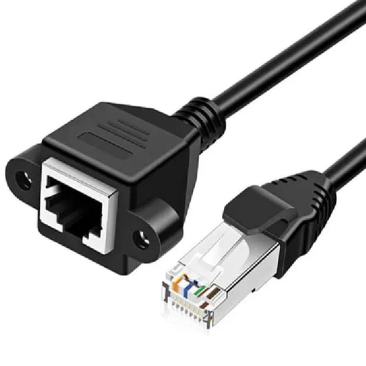 FEDUS Cat 6 Ethernet Network LAN Cable RJ45 Male to Female Shielded ethernet Network Connector Screw Panel Mount Extension Cable for Router, Modem Support Cat 5e/Cat6, 14 inch