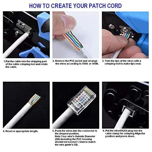 FEDUS 20 Pcs Cat6 RJ45 Ends, Cat6 Connector, 8P8C Cat5, Cat6, Cat5e RJ45 Connector, Ethernet Cable Crimp Connectors UTP Network Plug for Solid Wire and Standard Cable, LAN Crimp Module Plugs FEDUS