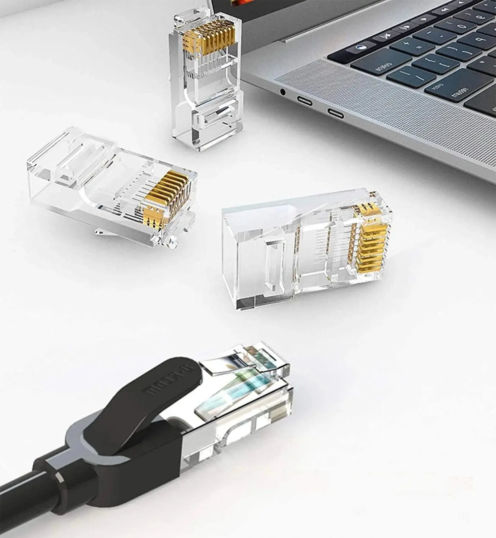 FEDUS Cat6 RJ45 Ends, Cat6 Connector, 8P8C Cat5, Cat6, Cat5e RJ45 Connector, Ethernet Cable Crimp Connectors UTP Network Plug for Solid Wire and Standard Cable, LAN Crimp Module Plugs FEDUS