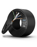 FEDUS Cat6 SFTP 24AWG Pure Copper Twisted Pair Armored Cable Roll Black