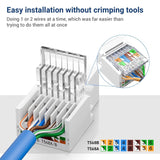 FEDUS Cat6 Tool-Less RJ45 Keystone Jack, Ethernet Wall Jack No Punch-Down Tool Required Module Coupler (Not Compatible with Patch Panel) Cat5/5e/6 Compatible, Cat6 Network Coupler