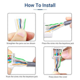 FEDUS Cat6 Tool-Less RJ45 Keystone Jack, Ethernet Wall Jack No Punch-Down Tool Required Module Coupler (Not Compatible with Patch Panel) Cat5/5e/6 Compatible, Cat6 Network Coupler