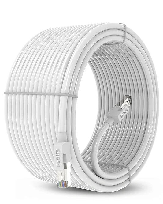 FEDUS Cat6A (Copper) Shielded SFTP High Speed Gigabit Computer Network Internet RJ45 LAN Wire Patch Ethernet Cable Faster Than Cat6/Cat5E/Cat5 For Personal Computer - 4 Pair, white