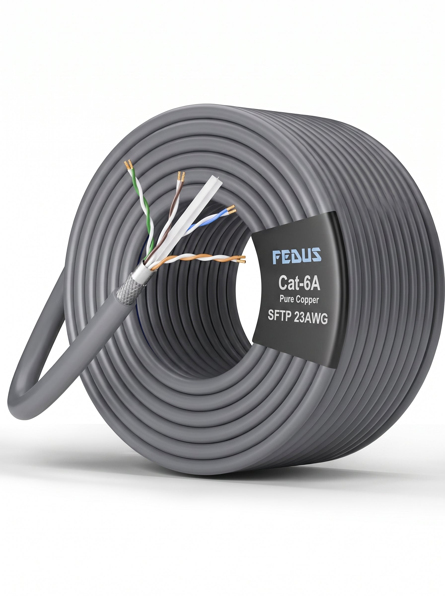 CAT6A SFTP Pure Copper 23AWG Ethernet Cable 10Gbps FEDUS