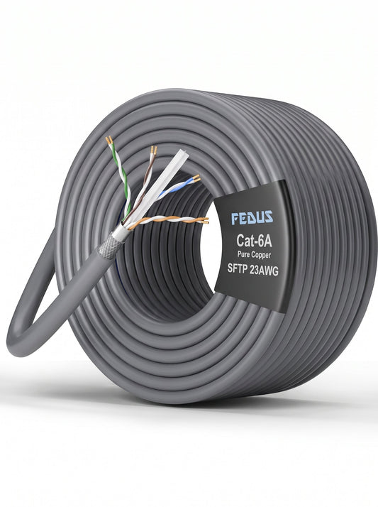 CAT6A SFTP Pure Copper 23AWG Ethernet Cable 10Gbps FEDUS