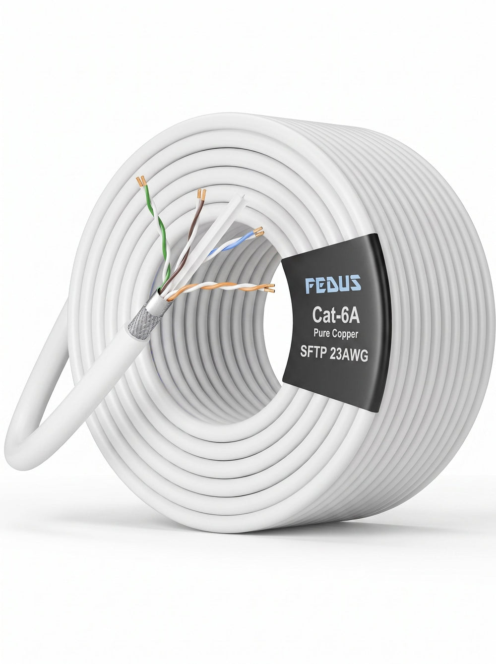 CAT6A SFTP Pure Copper 23AWG Ethernet Cable 10Gbps FEDUS