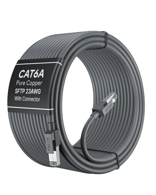 CAT6A SFTP Pure Copper 23AWG Ethernet Cable 10Gbps FEDUS
