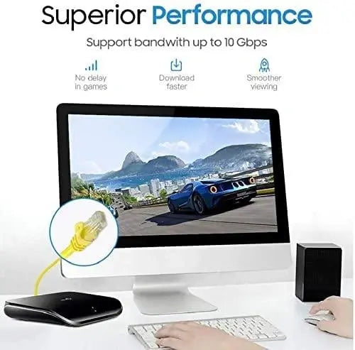 CAT6A SFTP Ethernet Cable (Yellow, 10Gbps) FEDUS
