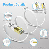 FEDUS Cat7 Ethernet Cable, Pure Copper Flat RJ45 LAN Cable Cable 10 Gigabit 600MHZ Patch Network Cable Internet Cable RJ45 Wire Cord to Computer for Gaming, Modem, Router, LAN ADSL