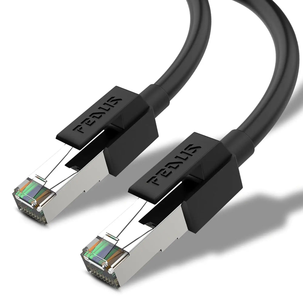 FEDUS Cat 7 Ethernet Cable Pure Bare Copper Double Shielded Outdoor & Indoor Lan Wire Heavy Duty High Speed Solid 24 AWG Network Cable 10Gbps, 600Mhz, Weatherproof S/FTP UV Resistant FEDUS
