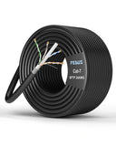 FEDUS Cat 7 Ethernet Cable Pure Bare Copper Double Shielded Outdoor & Indoor Lan Wire Heavy Duty High Speed Solid 24 AWG Network Cable 10Gbps, 600Mhz, Weatherproof S/FTP UV Resistant