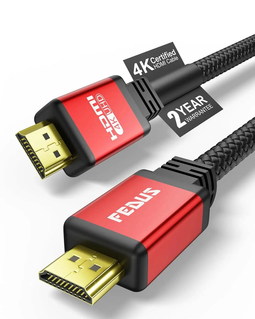 FEDUS Certified 4K Long HDMI Cable, Aluminium Shell Braided Ultra HD 2.0 Support 4K 60Hz (HDR10 8/10bit 18Gbps HDCP2.2 ARC) 3D HDMI Cable Compatible with TV/Laptop/PC/Gaming, Video FEDUS