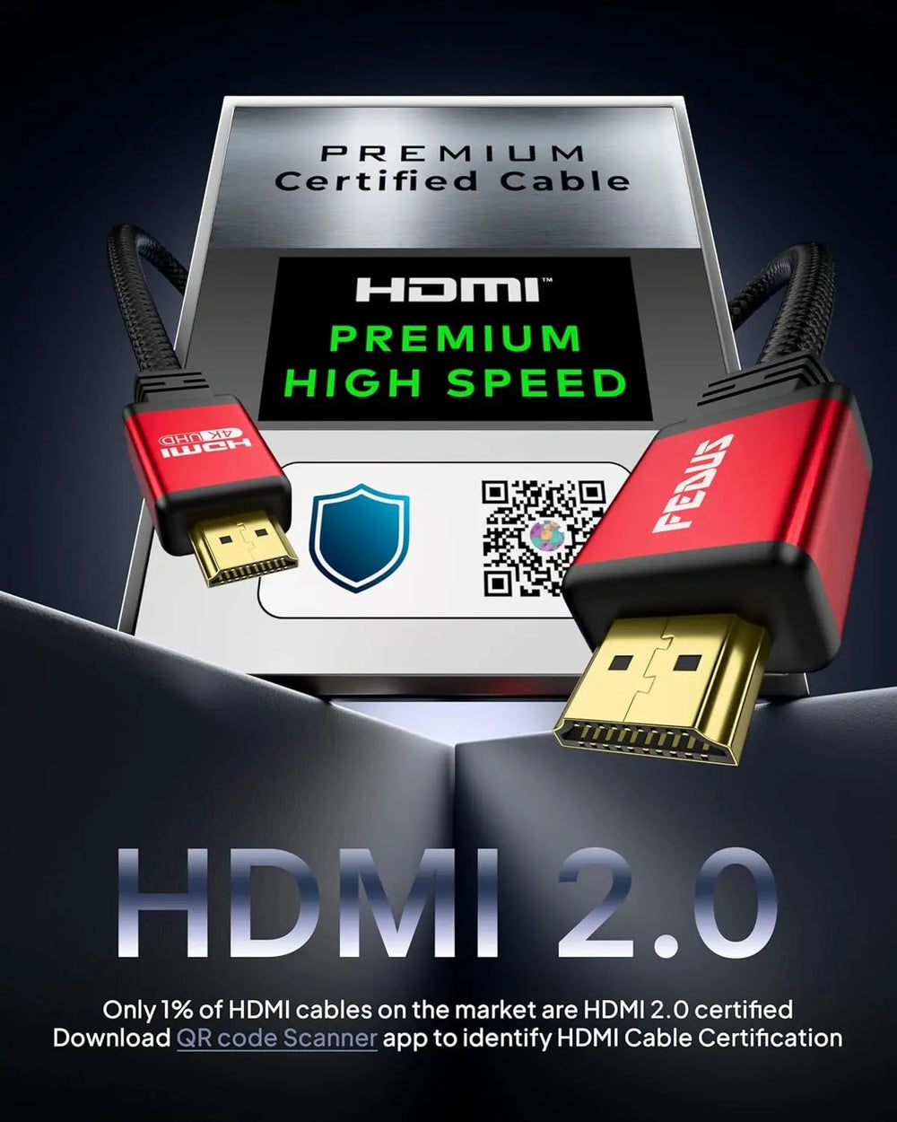 FEDUS Certified 4K Long HDMI Cable, Aluminium Shell Braided Ultra HD 2.0 Support 4K 60Hz (HDR10 8/10bit 18Gbps HDCP2.2 ARC) 3D HDMI Cable Compatible with TV/Laptop/PC/Gaming, Video FEDUS