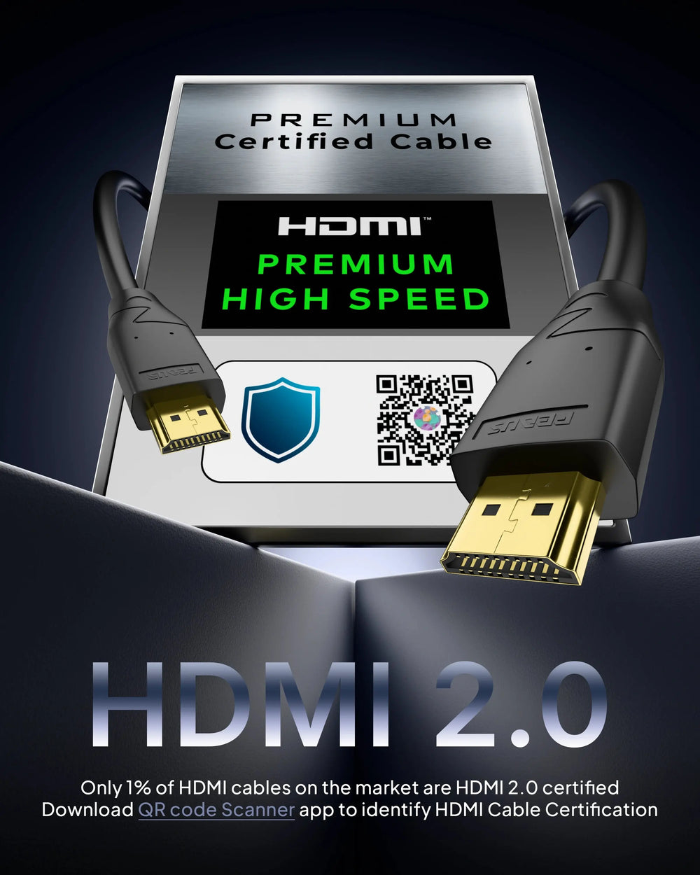 FEDUS Certified 4K Long HDMI Cable 3.2 FEET/1M, Ultra HD 2.0 Support 4K 60Hz (HDR10 8/10bit 18Gbps HDCP2.2 ARC) 3D HDMI Cable Compatible with TV/Laptop/PC/Gaming, Video FEDUS