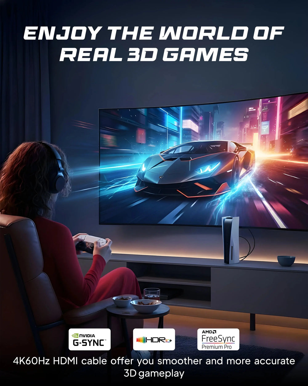 FEDUS Certified 4K Long HDMI Cable 3.2 FEET/1M, Ultra HD 2.0 Support 4K 60Hz (HDR10 8/10bit 18Gbps HDCP2.2 ARC) 3D HDMI Cable Compatible with TV/Laptop/PC/Gaming, Video FEDUS