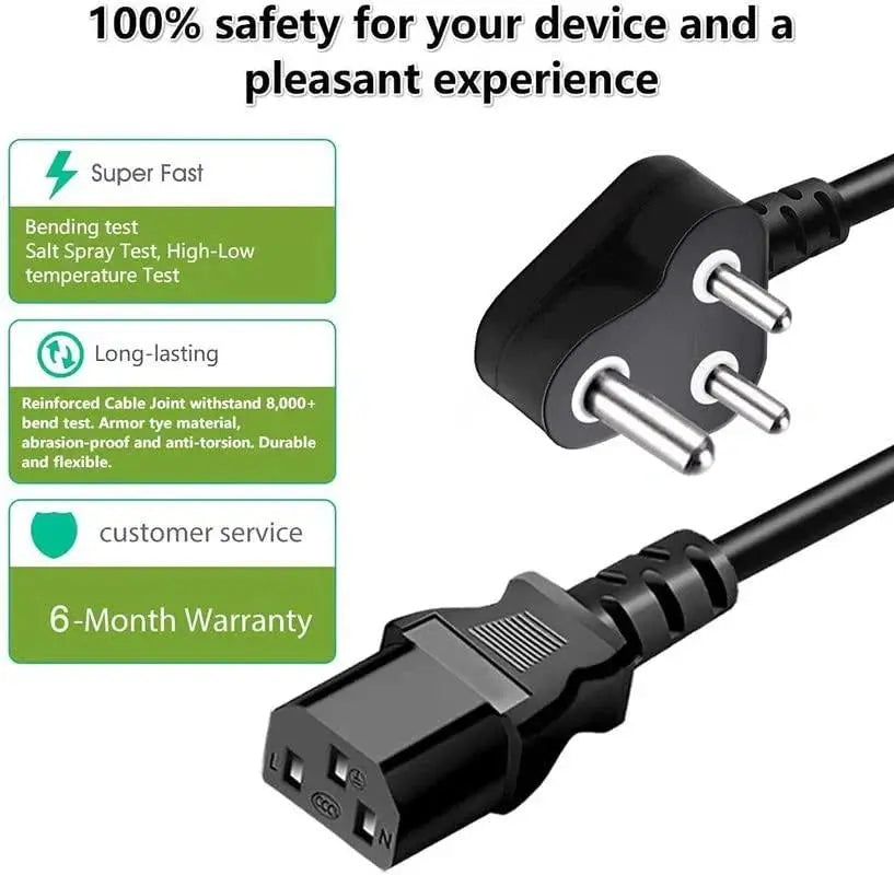 Computer Power Cable Cord – IEC Mains, for PC/Desktop/Monitor/Printer (Black/White) Cheeku Technologies