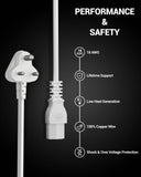 Computer Power Cable Cord – IEC Mains, for PC/Desktop/Monitor/Printer (Black/White)