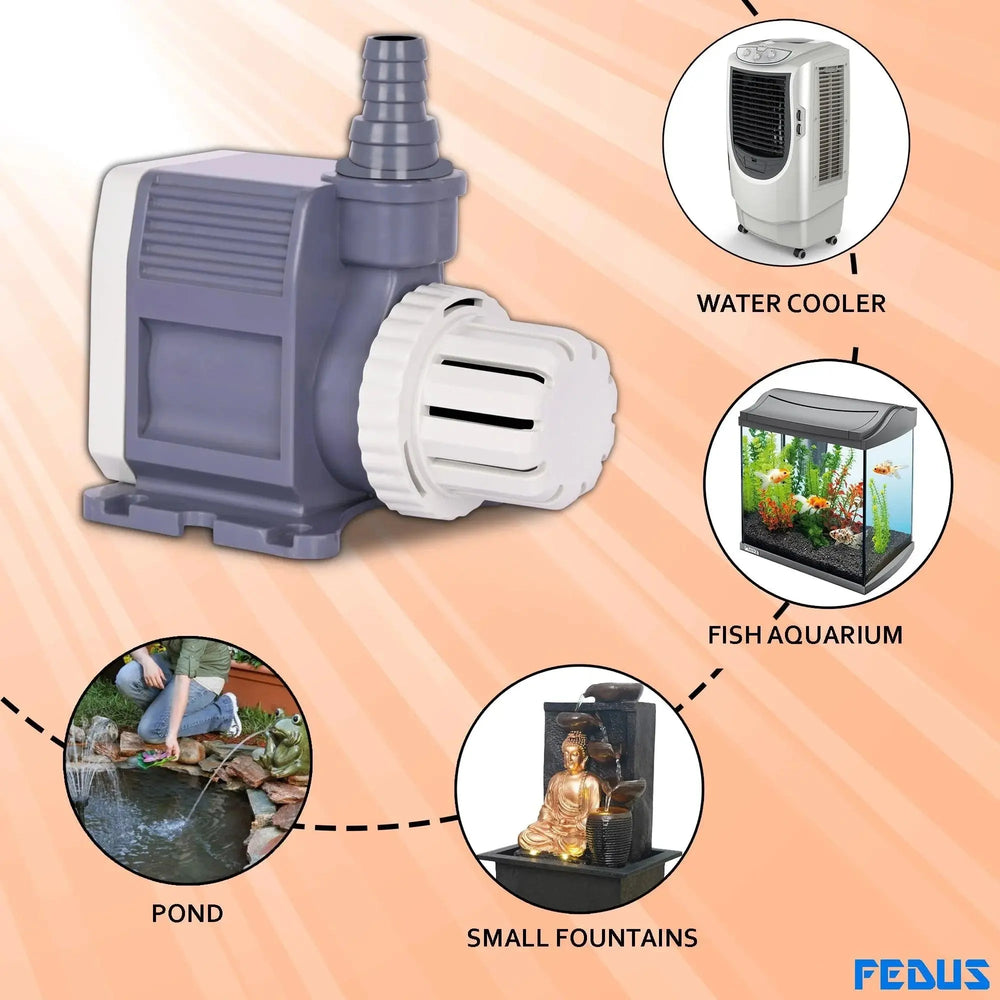 FEDUS Cooler Water Pump, Aquarium water pump, 20 Watt Submersible Small cooler Water Lifting Pump Motor For Ponds, Fountain, Desert Air Cooler, Fish Tank, Statuary, Hydroponics FEDUS