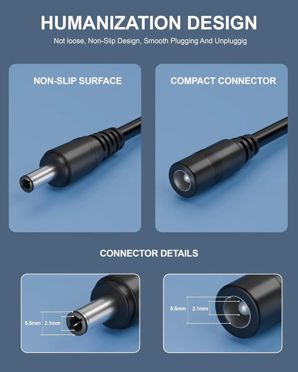 FEDUS Dc Male to Female Plug Cable 20AWG DC Power Adapter Extension Cord 2.1mm x 5.5mm DC 12V Power Adapter Dc Extension Cord For CCTV Camera, DVR, NVR, LED Strip, Baby Monitor, IP Camera, Black FEDUS