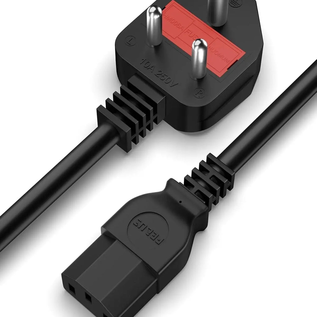 2500W Desktop PC Power Cord with Fuse – IEC C13 3-Pin Cable – FEDUS