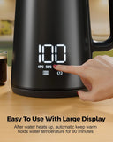 FEDUS Viva Digital Display Temperature Control Electric Kettle, 1.8 Litres 1500W Hot Water Kettle Jug, Insulated Cool-Touch Exterior, Keep Warm & Temperature Settings Auto Shut-Off Boil Dry Protection