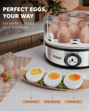 FEDUS EGGLINE Automatic Egg Boiler maker Electric Multi-Function 7 Eggs Capacity Cooker Steamer machine for Hard, Medium, Soft Eggs, Stainless steel Heating Plate, Auto Shut-Off, Fast boiling Boils