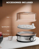 FEDUS EGGLINE Automatic Egg Boiler maker Electric Multi-Function 7 Eggs Capacity Cooker Steamer machine for Hard, Medium, Soft Eggs, Stainless steel Heating Plate, Auto Shut-Off, Fast boiling Boils