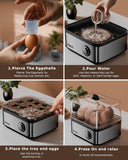 FEDUS EGGLINE Automatic Egg Boiler maker Electric Multi-Function Poacher 8 Eggs Cooker Steamer machine for Hard Medium, Soft Eggs SS Heating Plate, Auto Shut-Off Fast boiling Boils Steamed Vegetables