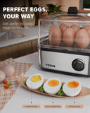 FEDUS EGGLINE Automatic Egg Boiler maker Electric Multi-Function Poacher 8 Eggs Cooker Steamer machine for Hard Medium, Soft Eggs SS Heating Plate, Auto Shut-Off Fast boiling Boils Steamed Vegetables