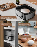 FEDUS EGGLINE Automatic Egg Boiler maker Electric Multi-Function Poacher 8 Eggs Cooker Steamer machine for Hard Medium, Soft Eggs SS Heating Plate, Auto Shut-Off Fast boiling Boils Steamed Vegetables