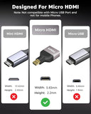 FEDUS EIKON Micro HDMI to HDMI Adapter (Male to Female), 8K@60Hz, 48Gbps High-Speed, Connector Converter, Compatible with GoPro Hero, Raspberry Pi 4/5, Camera to TV/Monitor, Projector (NOT Micro USB) FEDUS